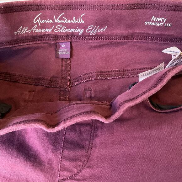 Gloria Vanderbilt Women Jeans size 10 Red Avery Straight Leg High Rise Stretch - Picture 9 of 12